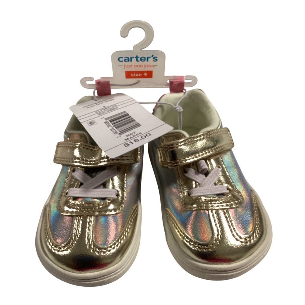 Carters Toddler Girls Gold Iridescent Sneakers ‎ Size 4